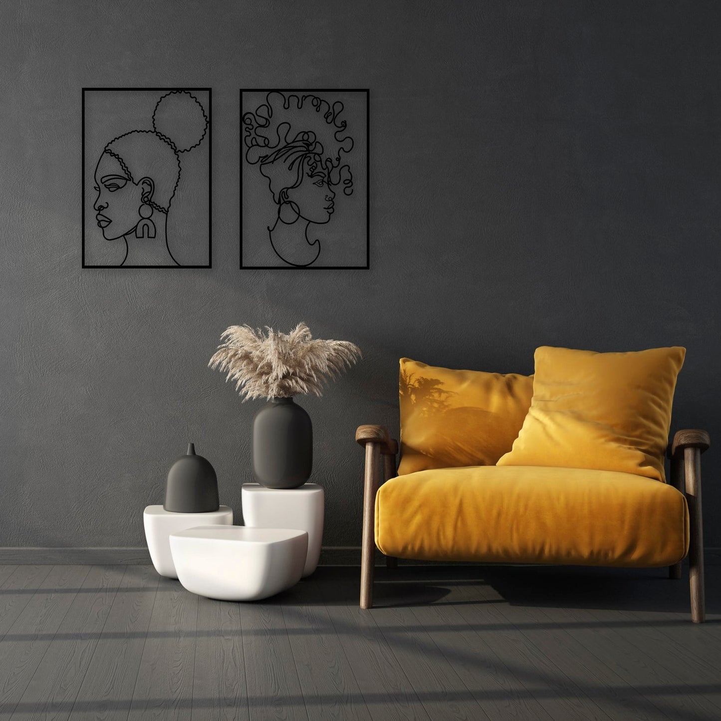 AFRICAN WOMEN SET, Μεταλλικό διακοσμητικό τοίχου