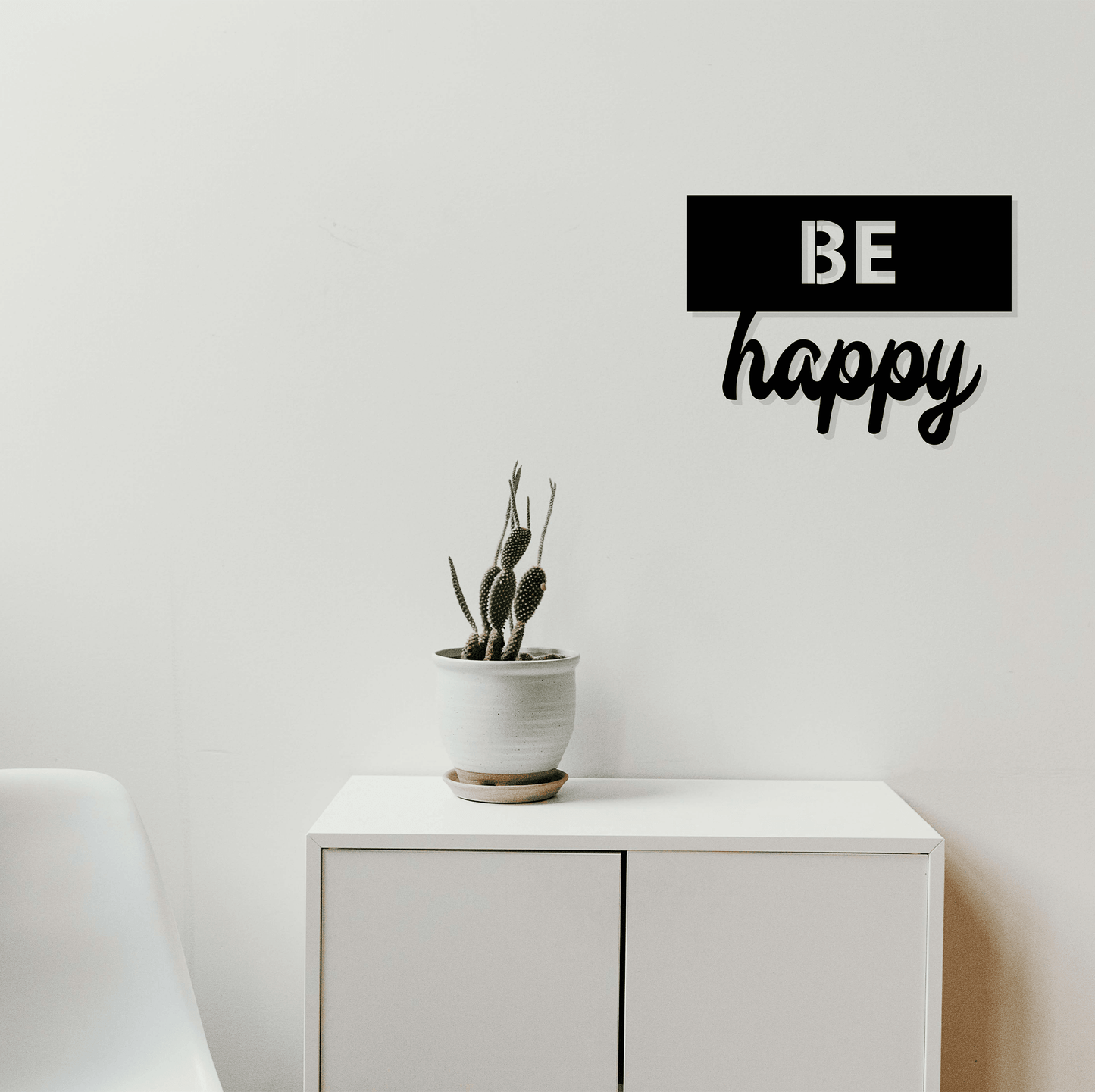 BE HAPPY, Μεταλλικό διακοσμητικό τοίχου - lovenwall