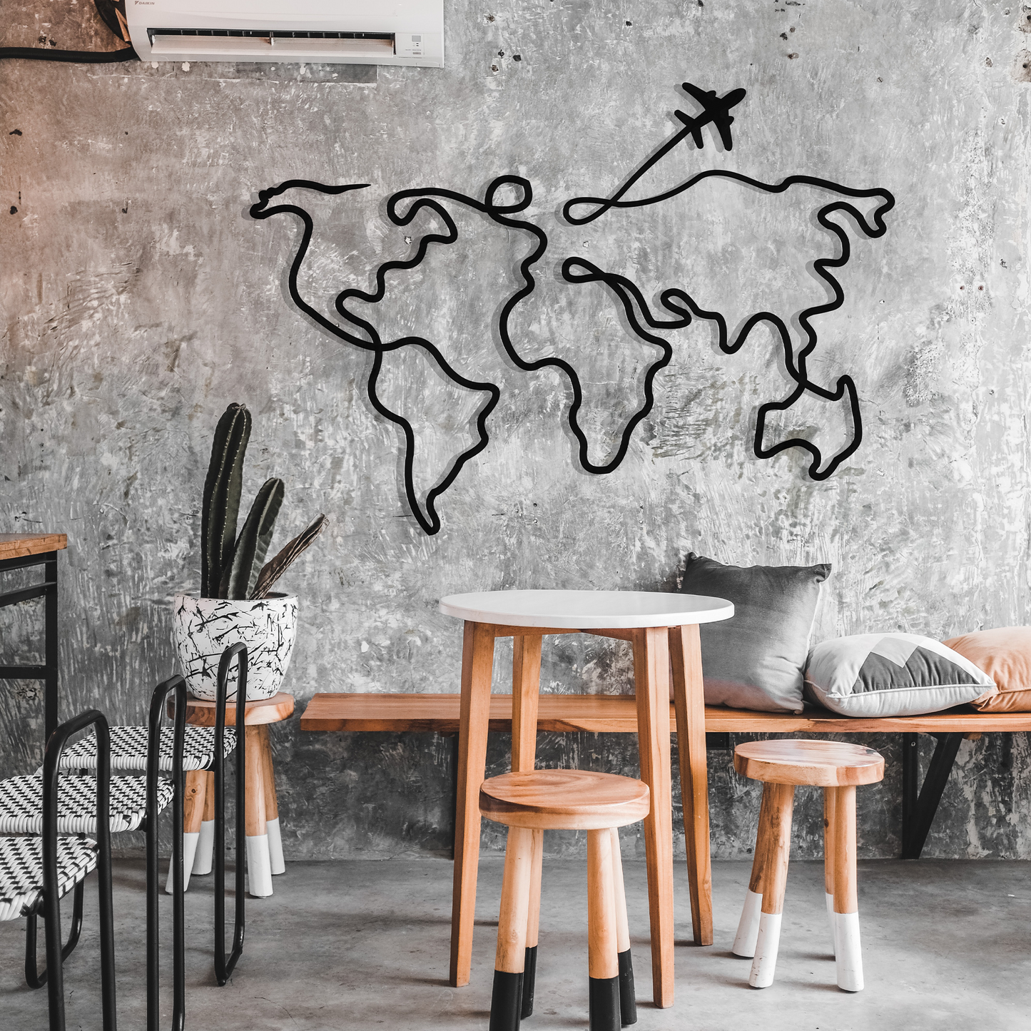 LINE ART MAP, Μεταλλικό διακοσμητικό τοίχου