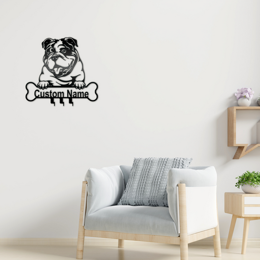 Αγγλικό Μπουλντόγκ,English Bulldog, Μεταλλικό διακοσμητικό τοίχου, κρεμάστρα