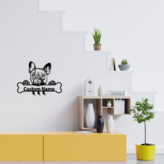 Γαλλικό Μπουλντόγκ,French Bulldog, Μεταλλικό διακοσμητικό τοίχου, κρεμάστρα