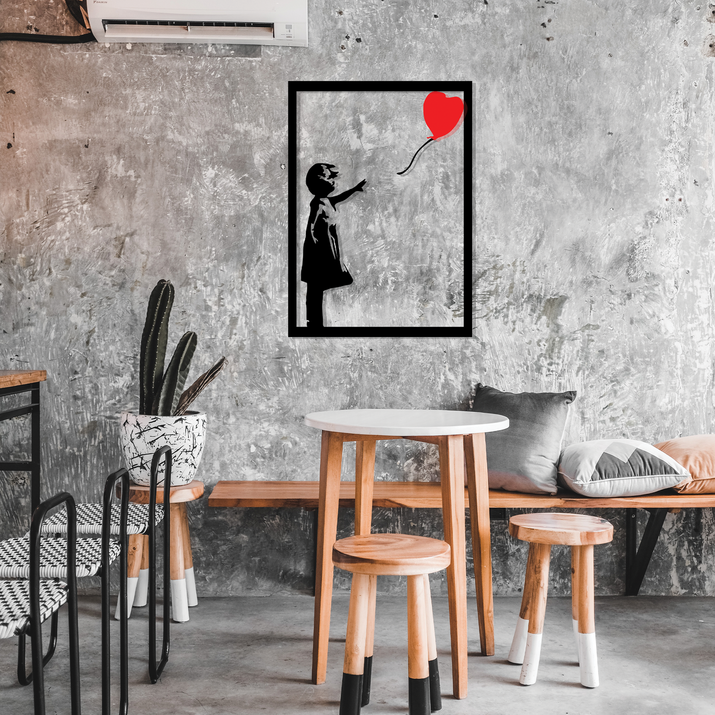 GIRL WITH (HEART) BALLOON ,BANKSY, Μεταλλικό διακοσμητικό τοίχου