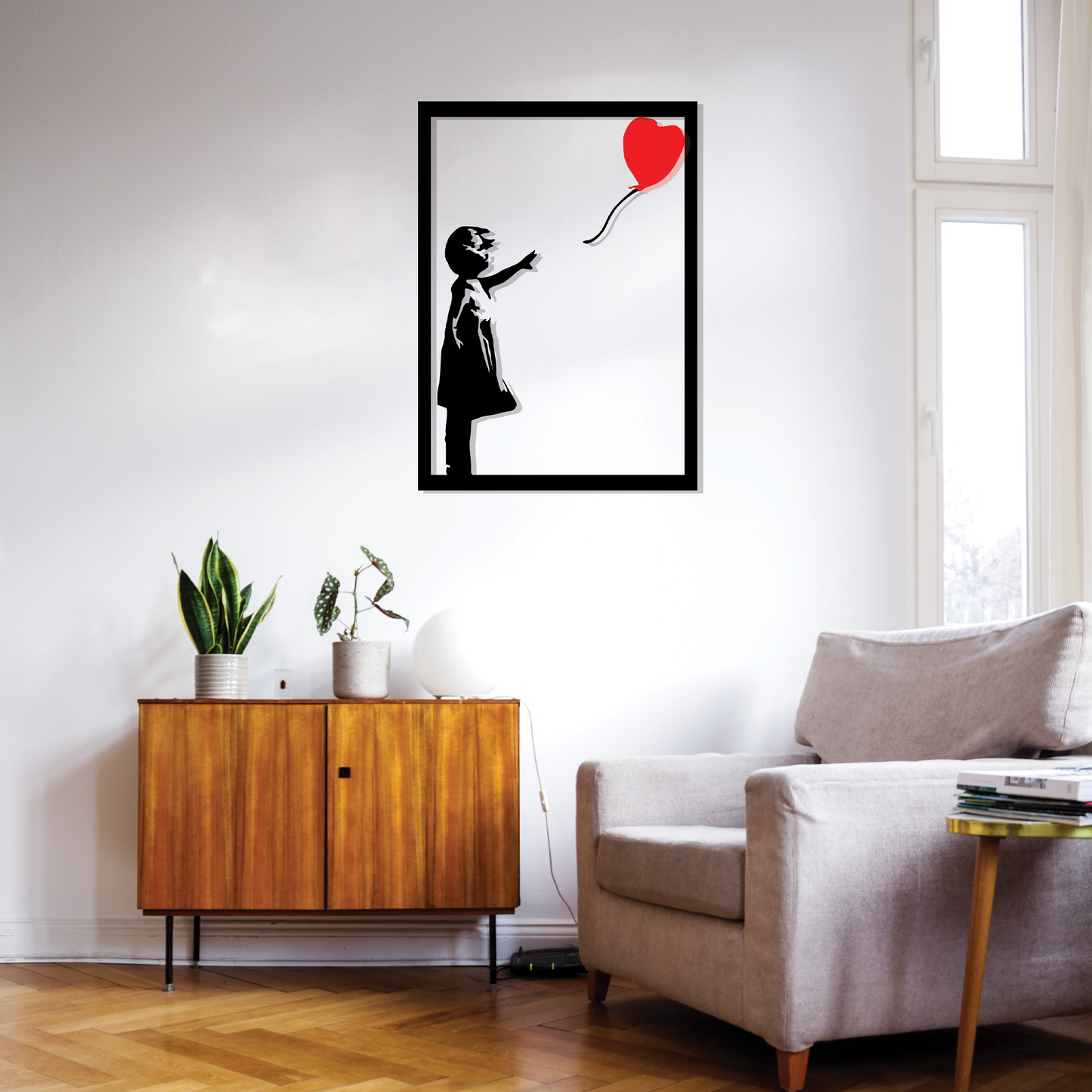 GIRL WITH (HEART) BALLOON ,BANKSY, Μεταλλικό διακοσμητικό τοίχου