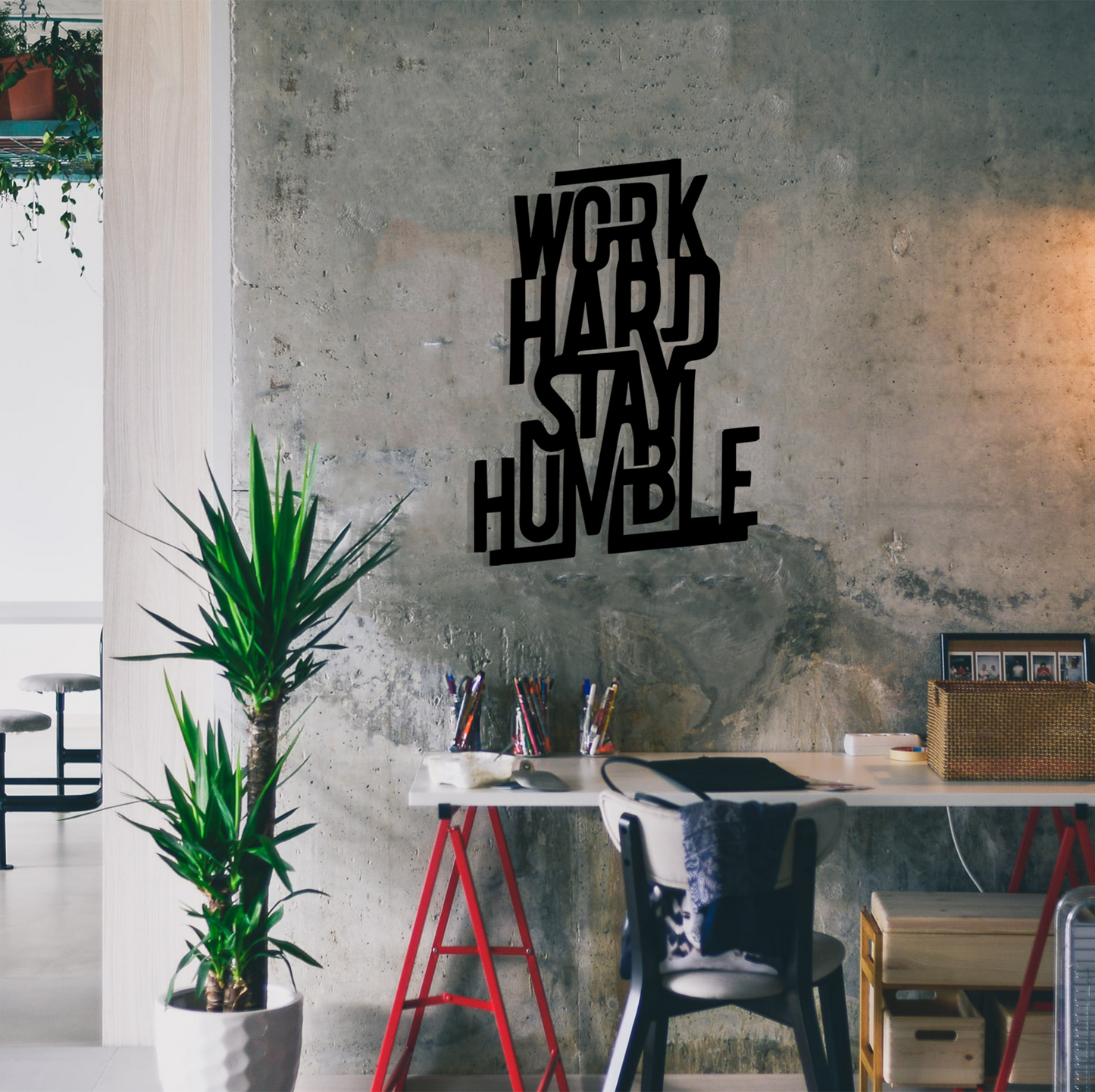 WORK HARD STAY HUMBLE, Μεταλλικό διακοσμητικό τοίχου